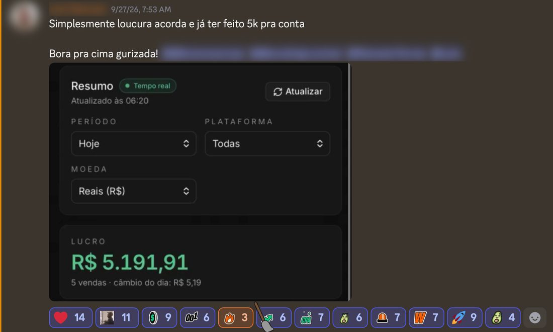 Mensagem real de membro no Discord da 001