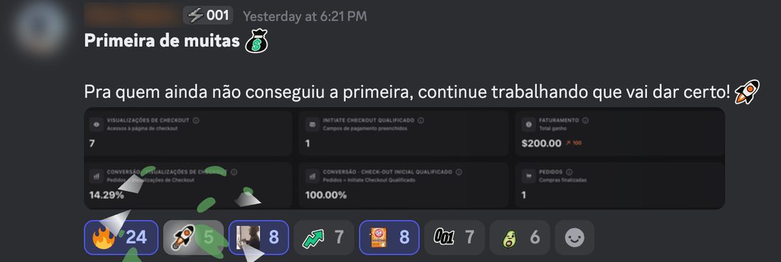 Mensagem real de membro no Discord da 001